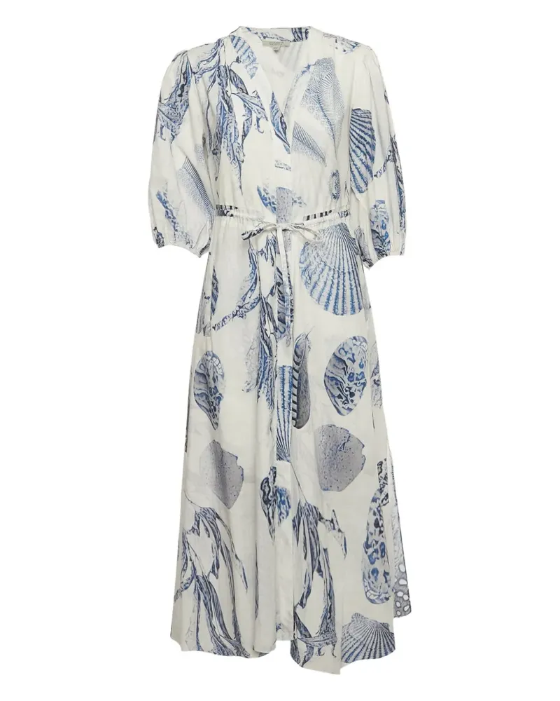 AllSaints abstract-print buttoned dress - Weiß Weiß
