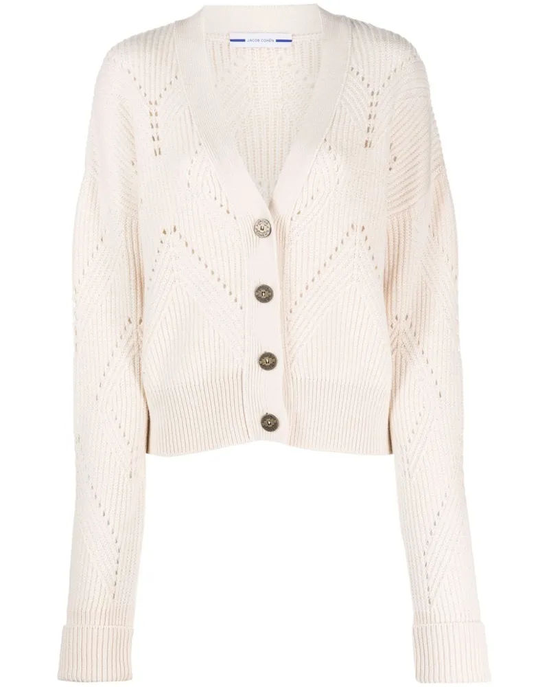 Jacob Cohën Gerippter Cardigan mit Lockstickerei - Nude Nude