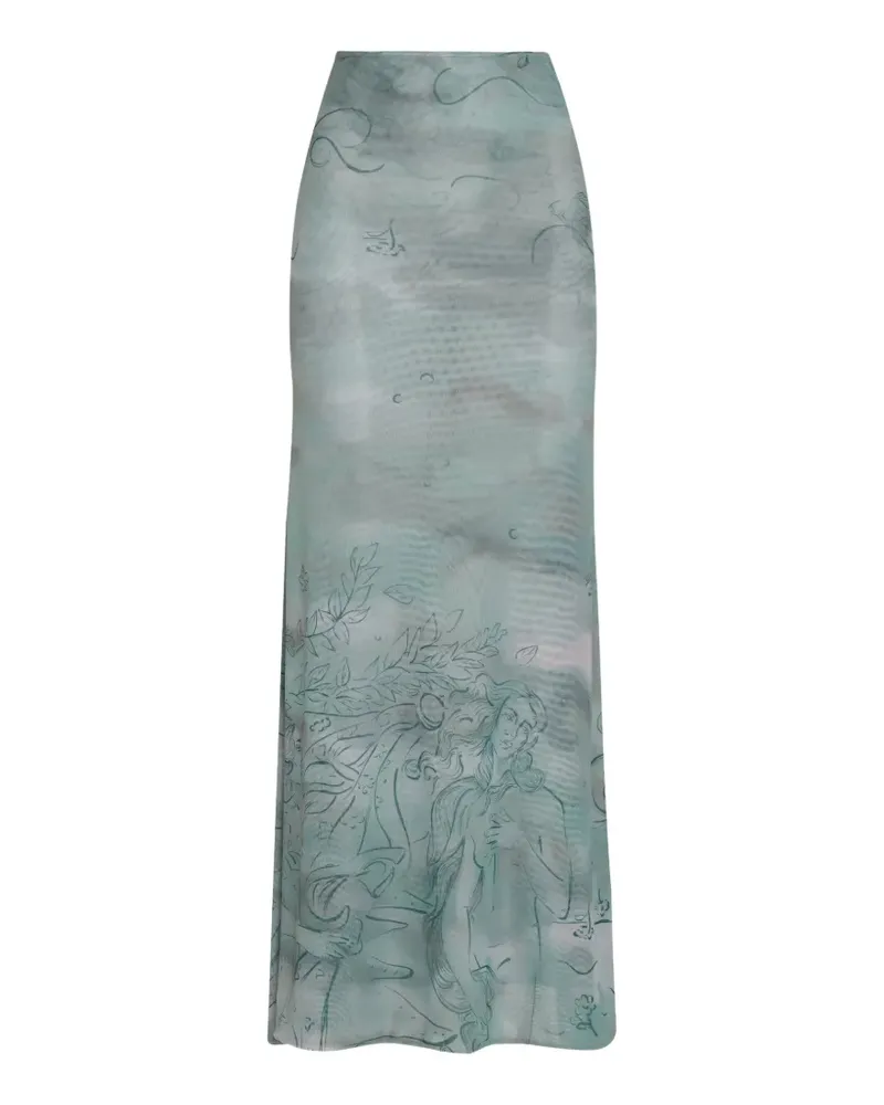 Amir Slama x Jade Picon Maxirock mit grafischem Print - Blau Blau