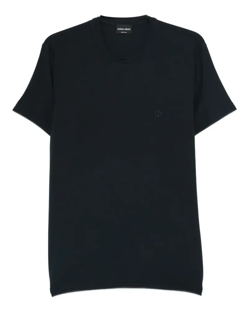 Giorgio Armani T-Shirt mit Logo-Stickerei - Blau Blau