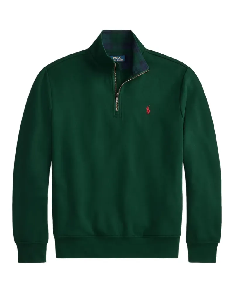 Ralph Lauren Bestickter Pullover mit Viertelreißverschluss - Grün Grün