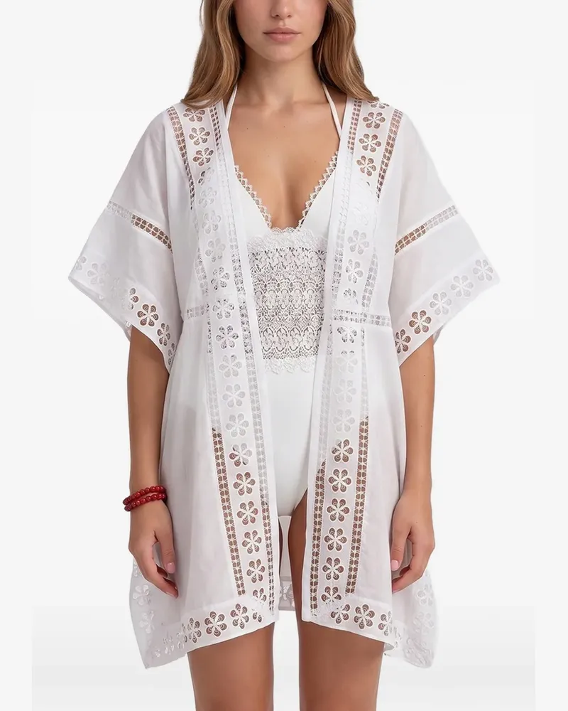 Charo Ruiz Masie lace-trim kaftan - Weiß Weiß