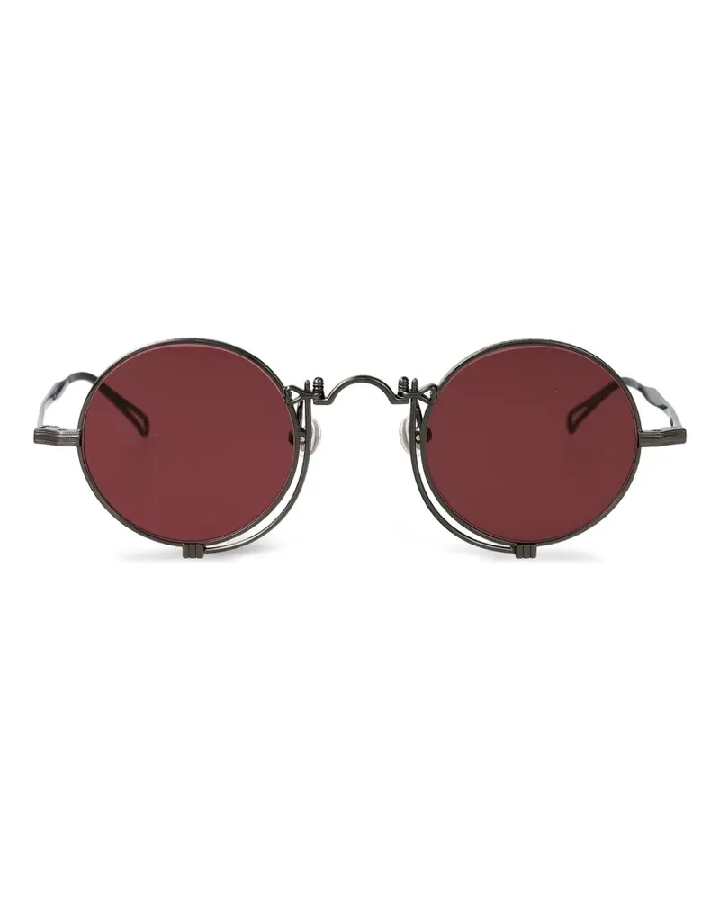 MATSUDA Gravierte Sonnenbrille mit rundem Gestell - Grau Grau