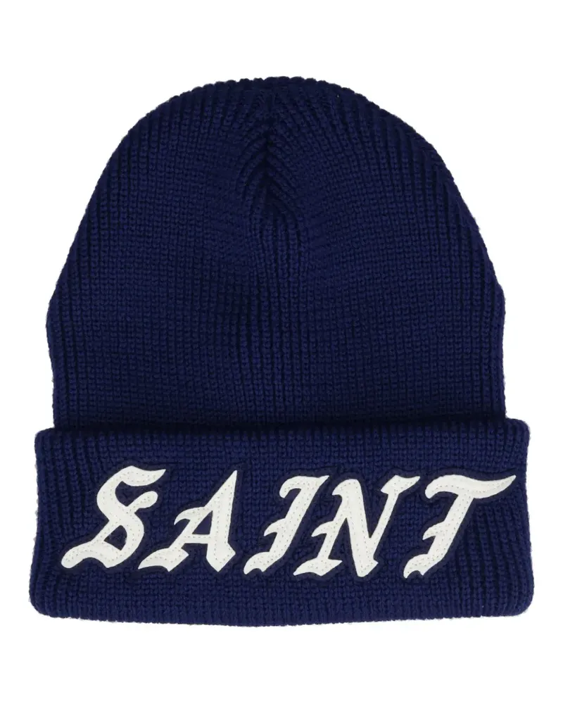 SAINT MXXXXXX logo-patch ribbed beanie - Blau Blau