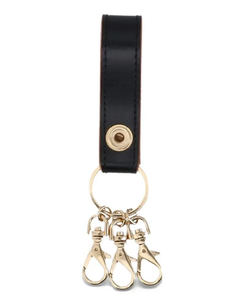 PORTER-YOSHIDA & CO logo-engraved leather keyrings - Schwarz Schwarz