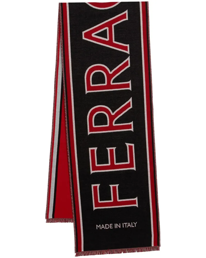 Ferragamo Gestrickter Schal mit Logo - Schwarz Schwarz