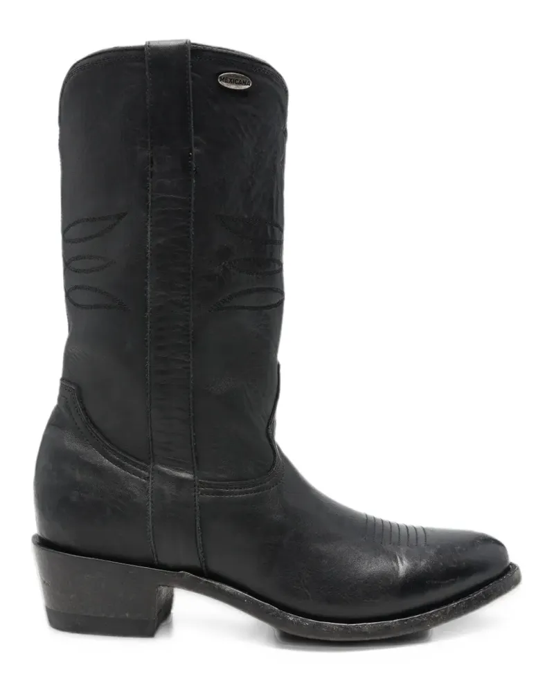 Mexicana Bestickte Cowboystiefel - Schwarz Schwarz