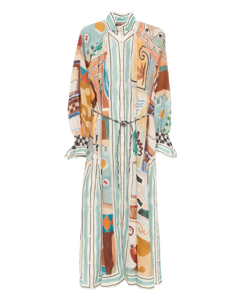 ALEMAIS printed-design midi shirt dress - Blau Blau