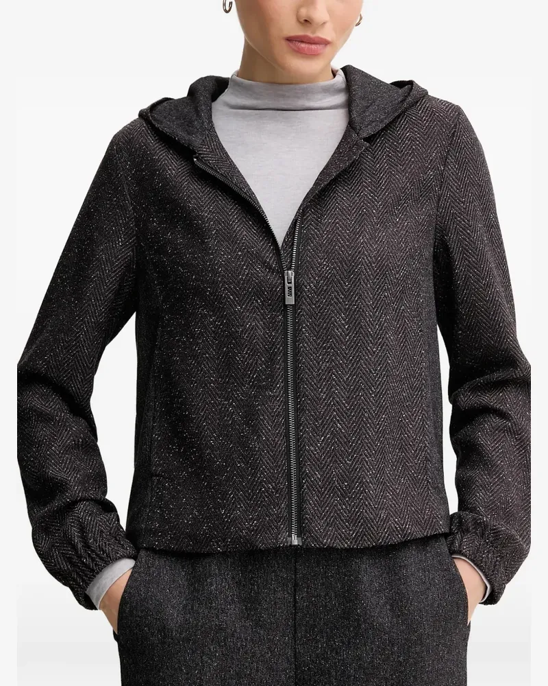 Mos Mosh Kapuzenjacke mit Fischgrätenmuster - Braun Braun