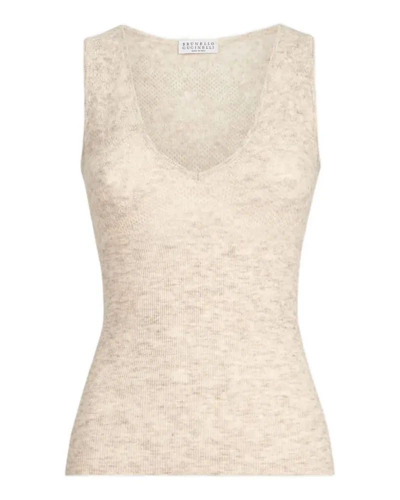 Brunello Cucinelli Strickoberteil aus Seide, Alpaka und Wolle - Nude Nude