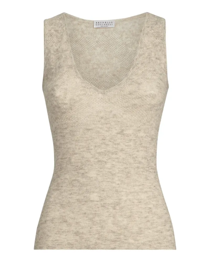 Brunello Cucinelli Strickoberteil aus Seide, Alpaka und Wolle - Nude Nude