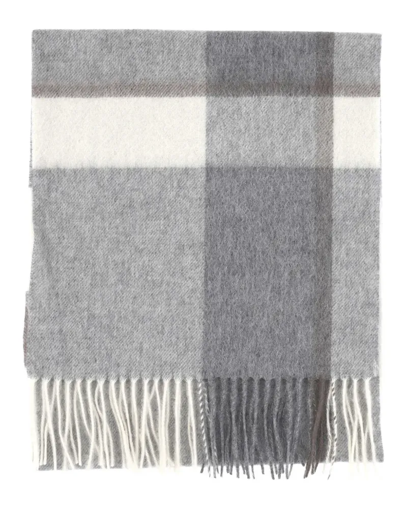 Purotatto check-pattern fringed scarf - Grau Grau