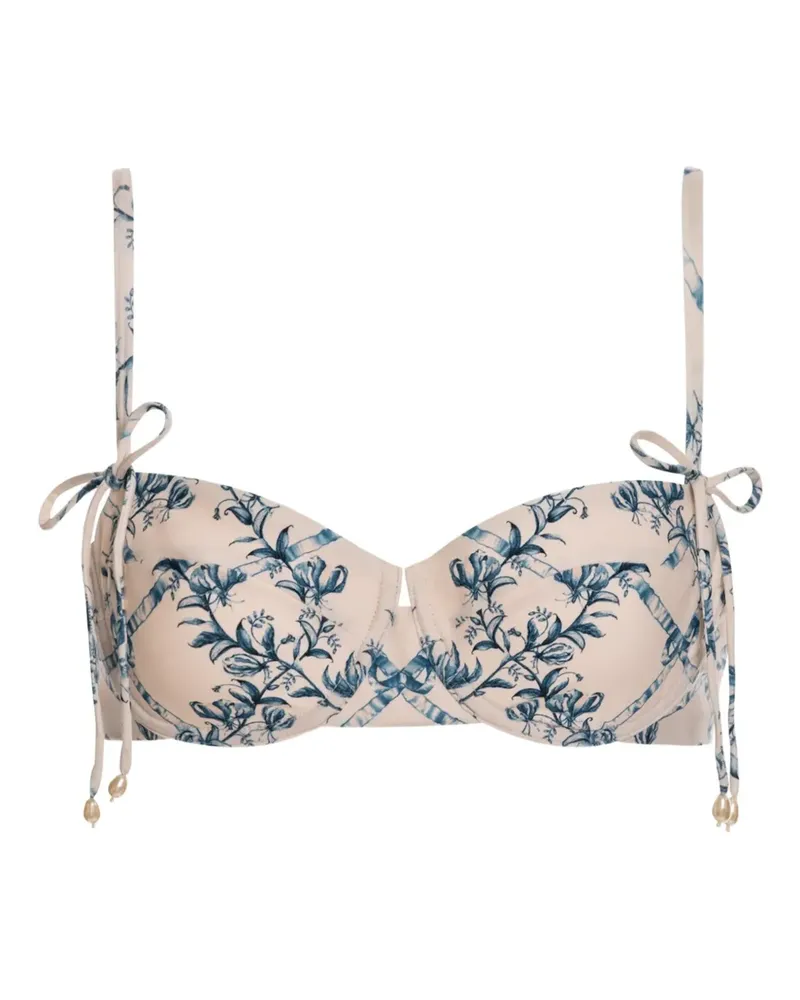 AGUA BENDITA Asaí Wild Bikinioberteil mit Blumen-Print - Weiß Weiß