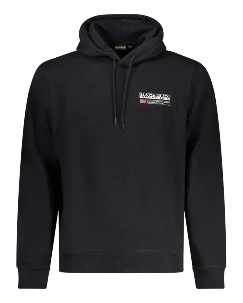 Napapijri logo-print cotton hoodie - Schwarz Schwarz