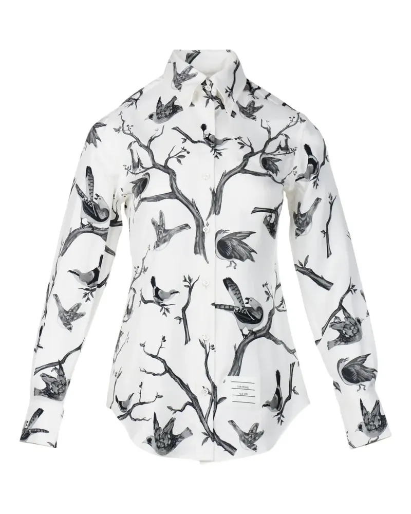 Thom Browne Oberteil mit Vogel-Print - Weiß Weiß