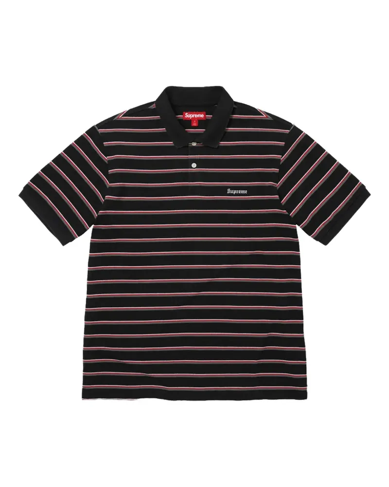 Supreme Being Gestreiftes Poloshirt mit Logo - Schwarz Schwarz