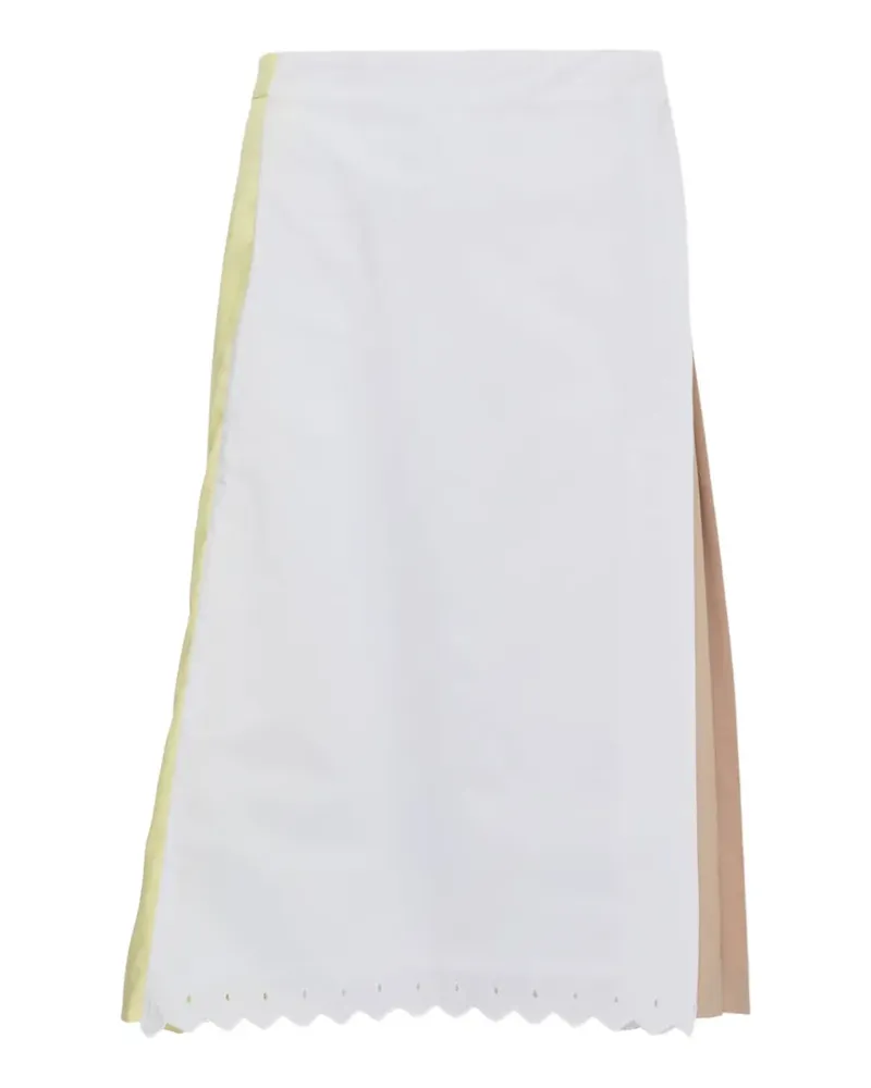 pushBUTTON pleated colourblock midi skirt - Weiß Weiß