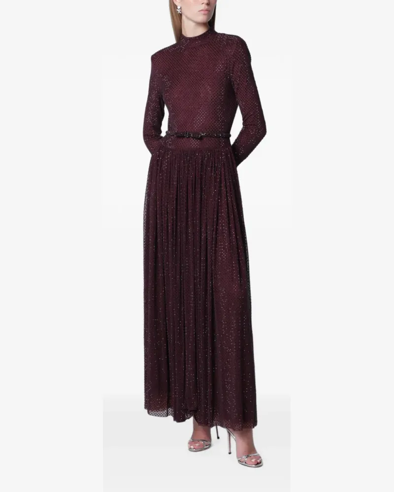 Self-Portrait rhinestone-embellished long-sleeve maxi dress - Rot Rot