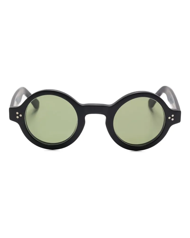 Lesca Sonnenbrille mit rundem Gestell - Schwarz Schwarz