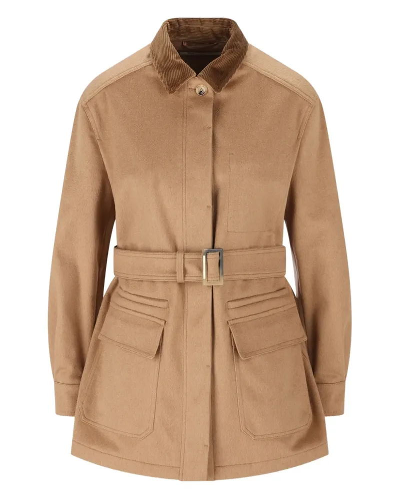 Max Mara LEVA corduroy-collar belted jacket - Braun Braun