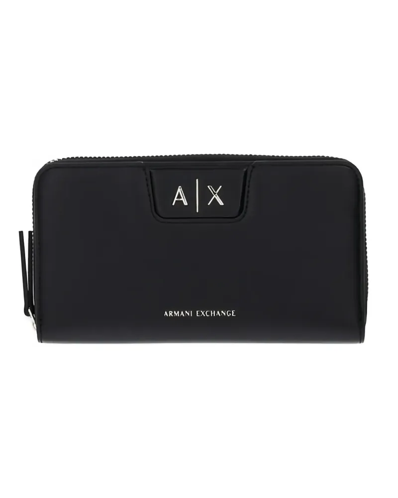 Armani Exchange logo-detail zip-around wallet - Schwarz Schwarz