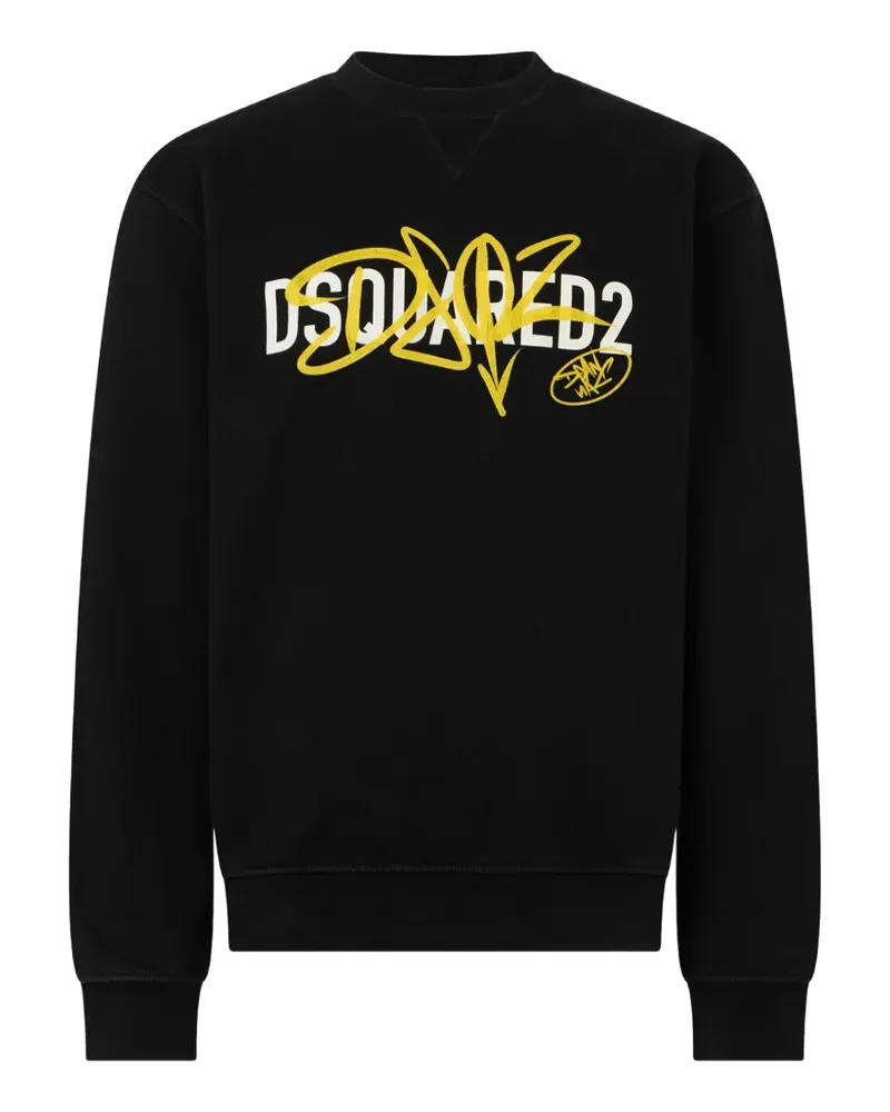 Dsquared2 Cool Fit Sweatshirt mit Graffiti-Print - Schwarz Schwarz