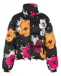 Moschino Gesteppte Jacke mit Blumen-Print Schwarz