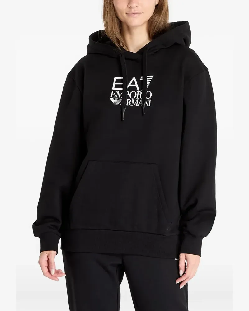 EA7 logo-print drawstring hoodie - Schwarz Schwarz