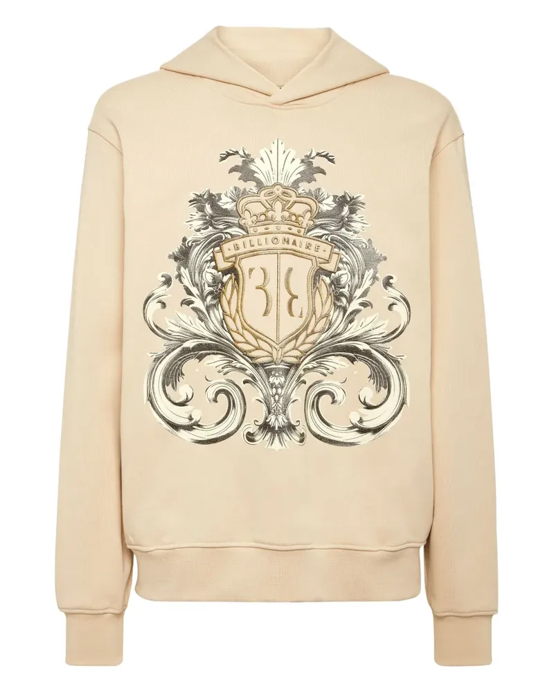 Billionaire Hoodie mit Wappen-Print - Nude Nude