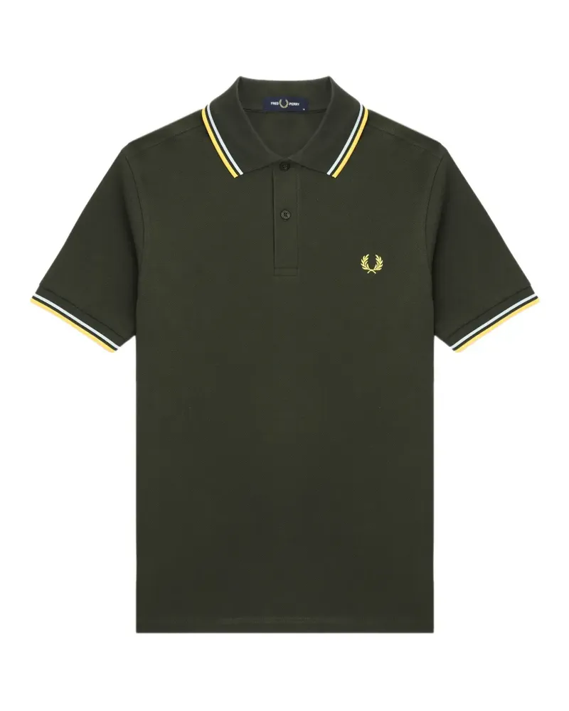 Fred Perry Gestreiftes Laurel-Wreath Poloshirt - Grün Grün