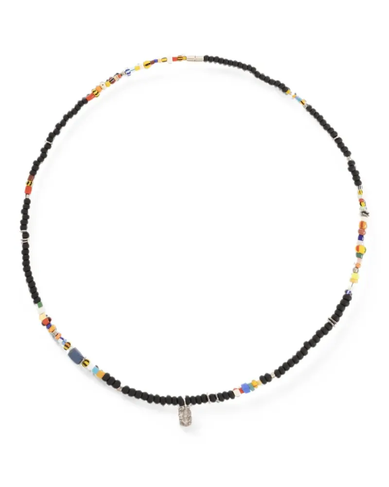 Paul Smith beaded logo-plaque necklace - Schwarz Schwarz