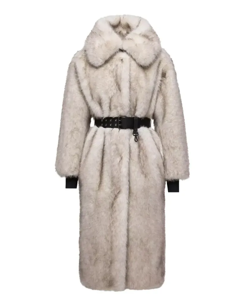 Moncler belted faux-fur coat - Nude Nude