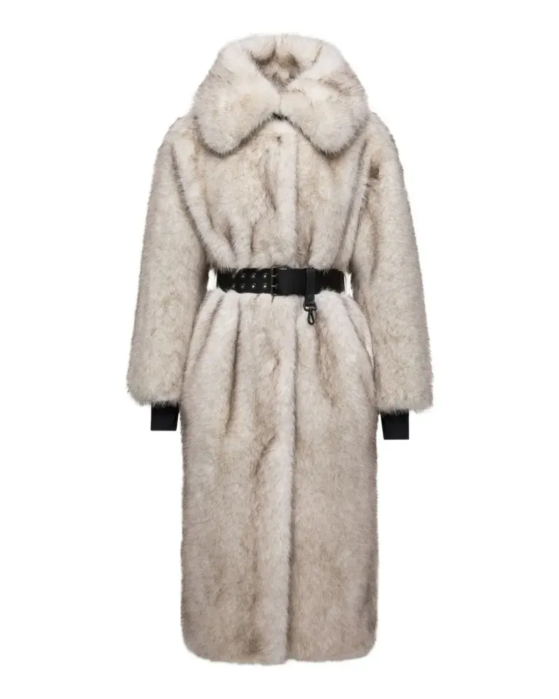 Moncler Faux-Fur-Mantel mit Gürtel - Nude Nude