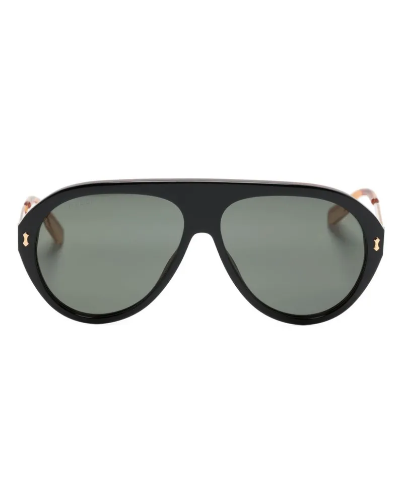 Gucci Pilotenbrille mit Logo-Gravur - Schwarz Schwarz