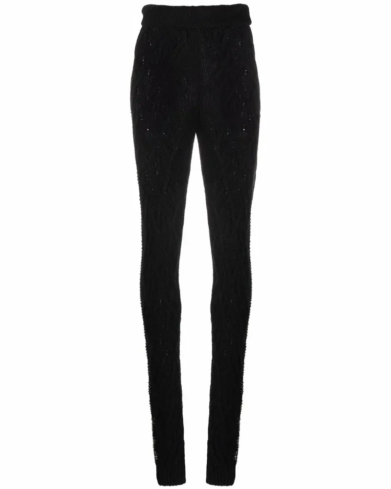 Philipp Plein Cashmere Crystal Hose mit Zopfmuster - Schwarz Schwarz
