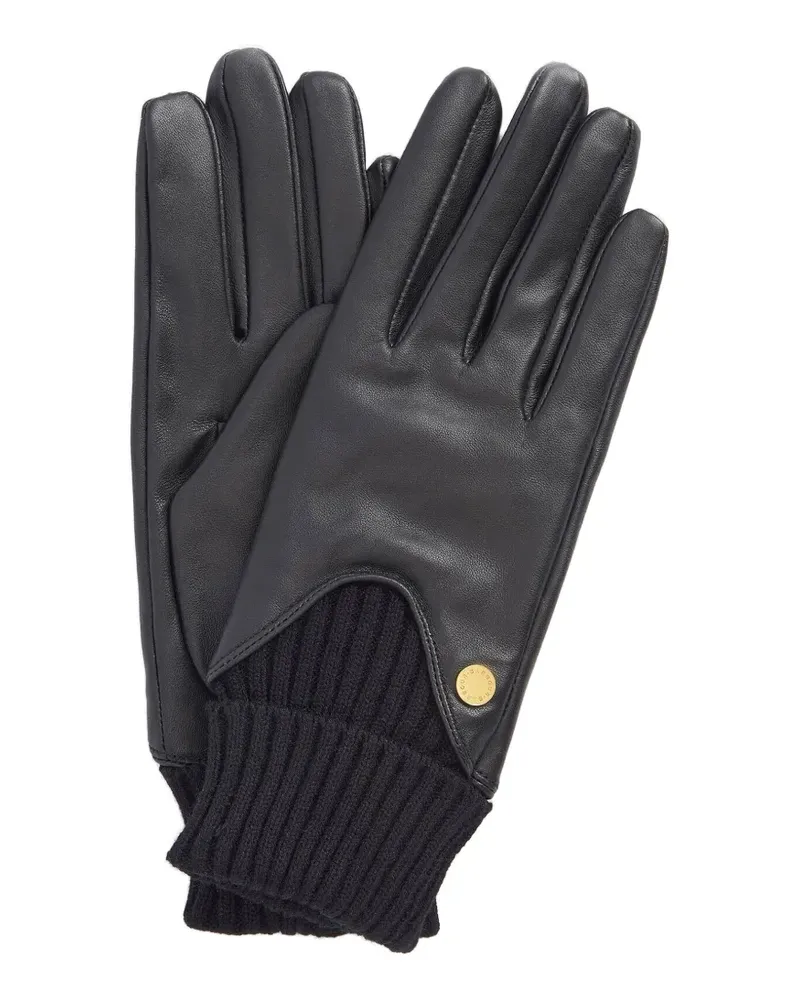 Barbour Deanna Lederhandschuhe mit geripptem Strick - Schwarz Schwarz