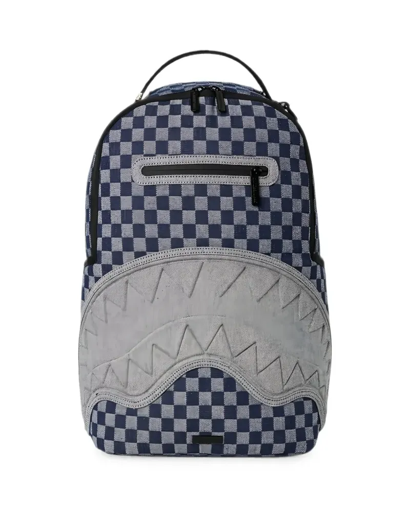 Sprayground Karierter Shark Mouth Rucksack - Blau Blau