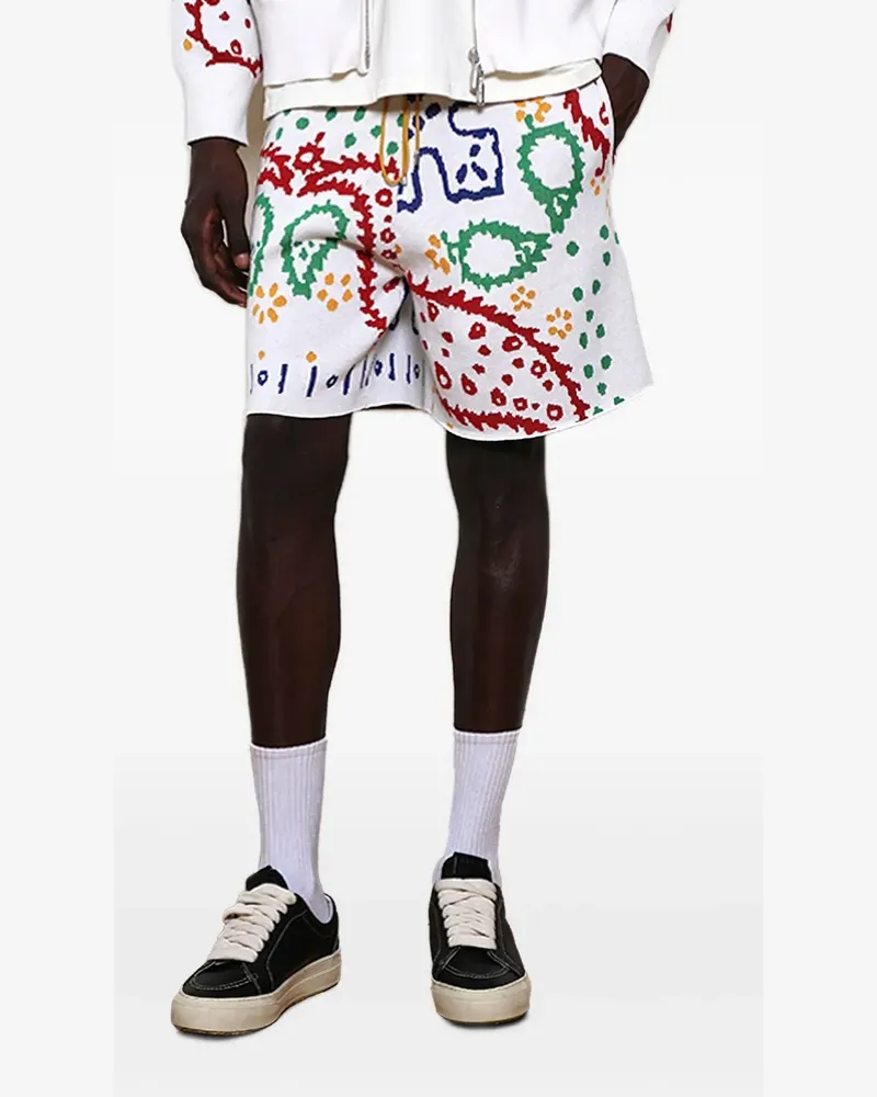 RHUDE Shorts mit Bandana-Intarsie - Weiß Weiß