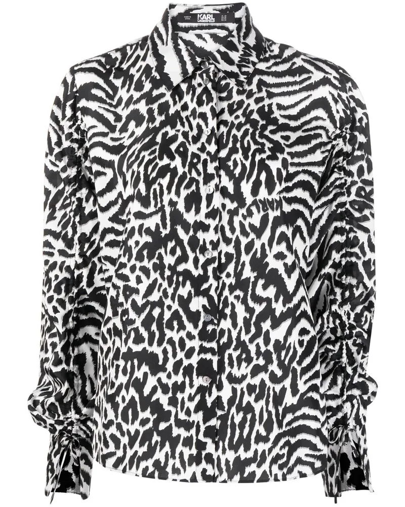 Karl Lagerfeld Seidenhemd mit Animal-Print - Schwarz Schwarz