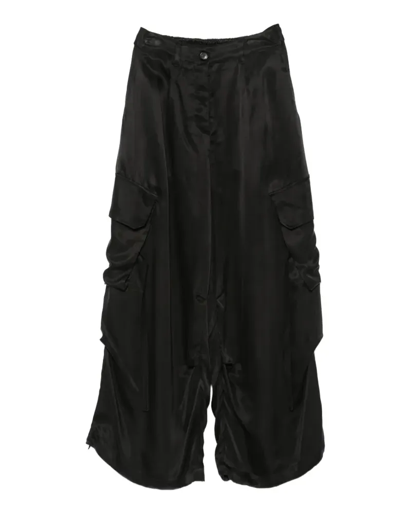 Isabel Benenato satin-finish cargo pants - Schwarz Schwarz