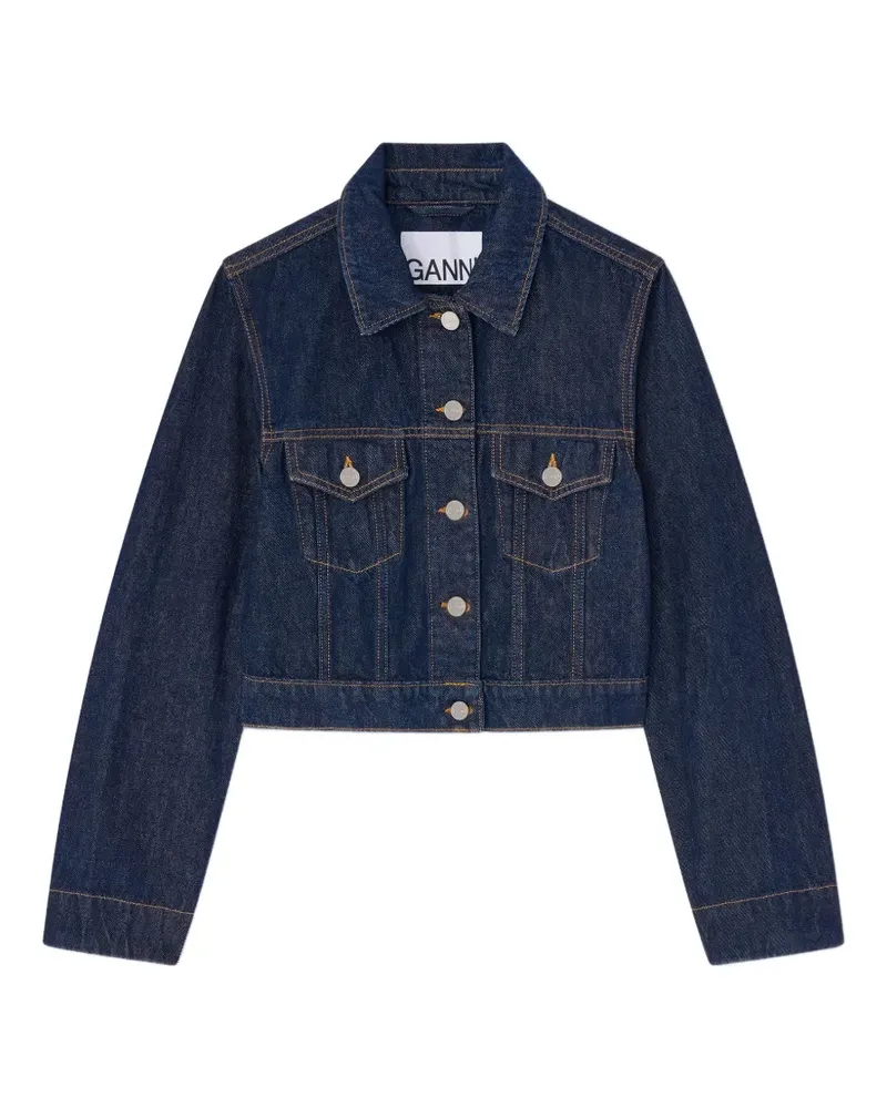Ganni Jeansjacke mit Klappentasche - Blau Blau