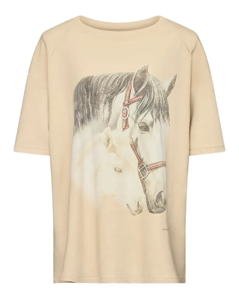 Maison Margiela T-Shirt mit Pferde-Porträt - Nude Nude