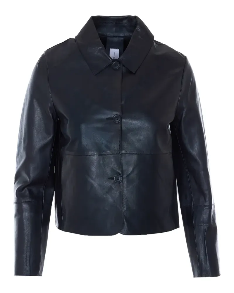 Bully frontal-buttons leather jacket - Schwarz Schwarz