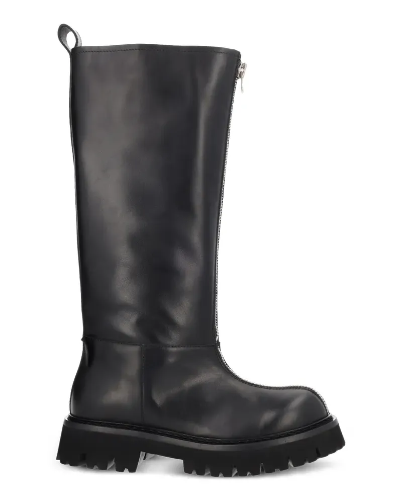 Moschino zip leather boots - Schwarz Schwarz