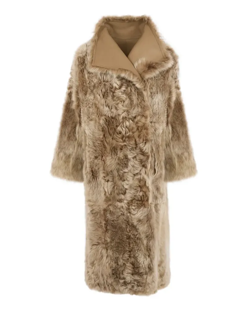 Yves Salomon Wendbarer Mantel aus Shearling - Nude Nude