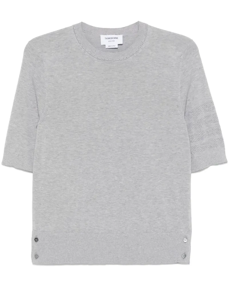 Thom Browne 4-Bar T-Shirt aus Pointelle - Grau Grau
