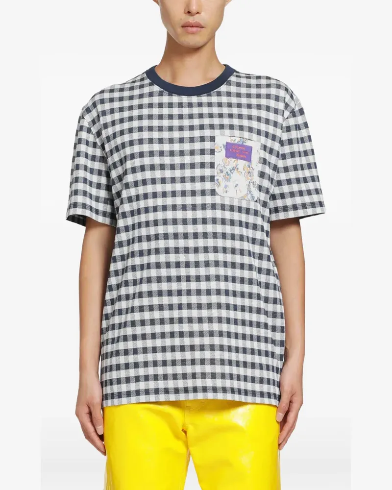 Loewe x Cosima Von Bonin T-Shirt mit Vichy-Karo und Brusttasche - Blau Blau
