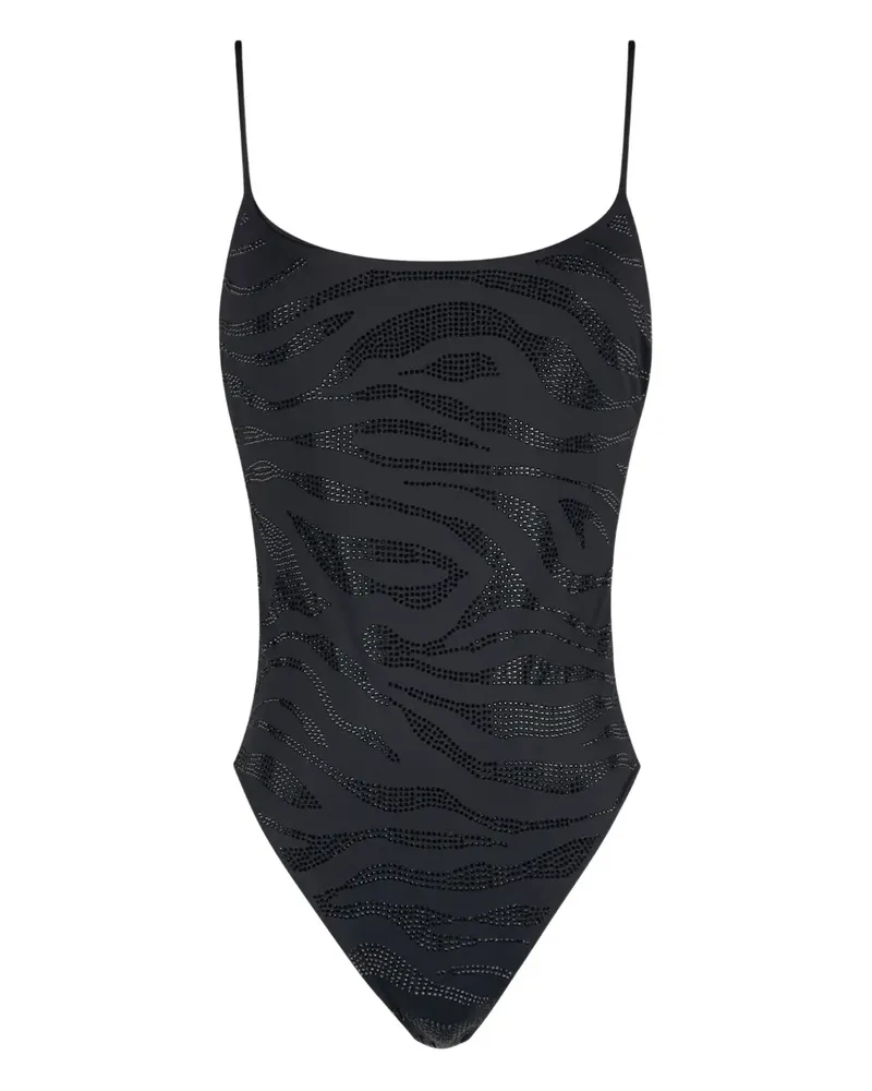 MC2 Saint Barth Cecille Badeanzug mit Strass - Schwarz Schwarz