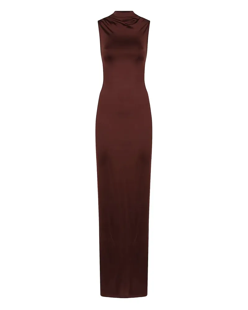Victoria Beckham Rückenfreies Maxikleid mit Stehkragen - Braun Braun