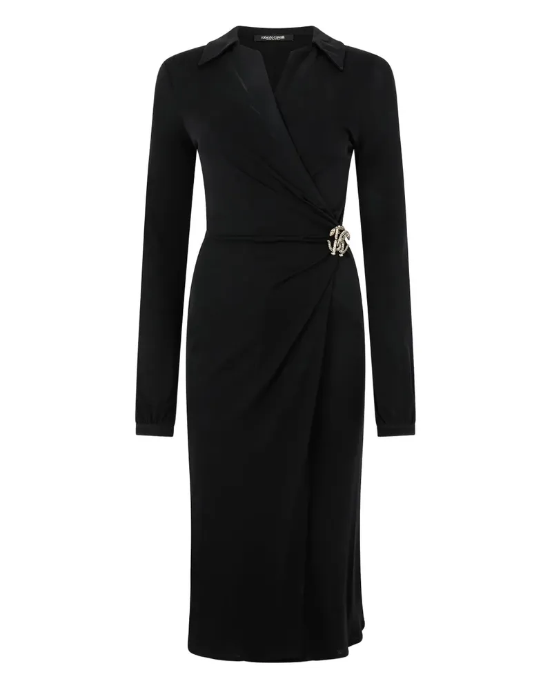 Roberto Cavalli Kleid mit V-Ausschnitt - Schwarz Schwarz
